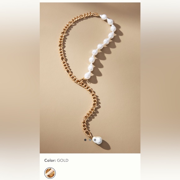 Anthropologie pearl Y-Neck Chain Necklace NWT - Picture 1 of 7